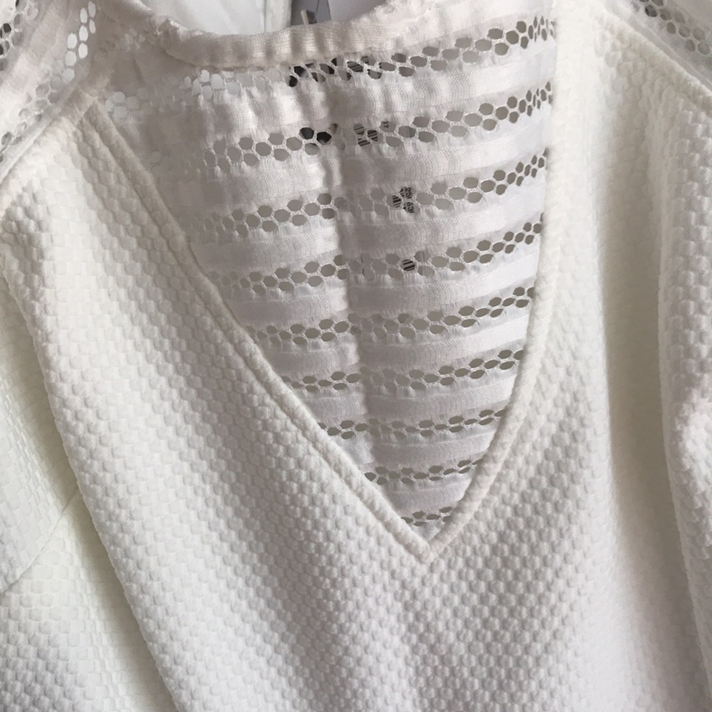 Aqua White Textured Illusion Dress - Picture 2 of 3